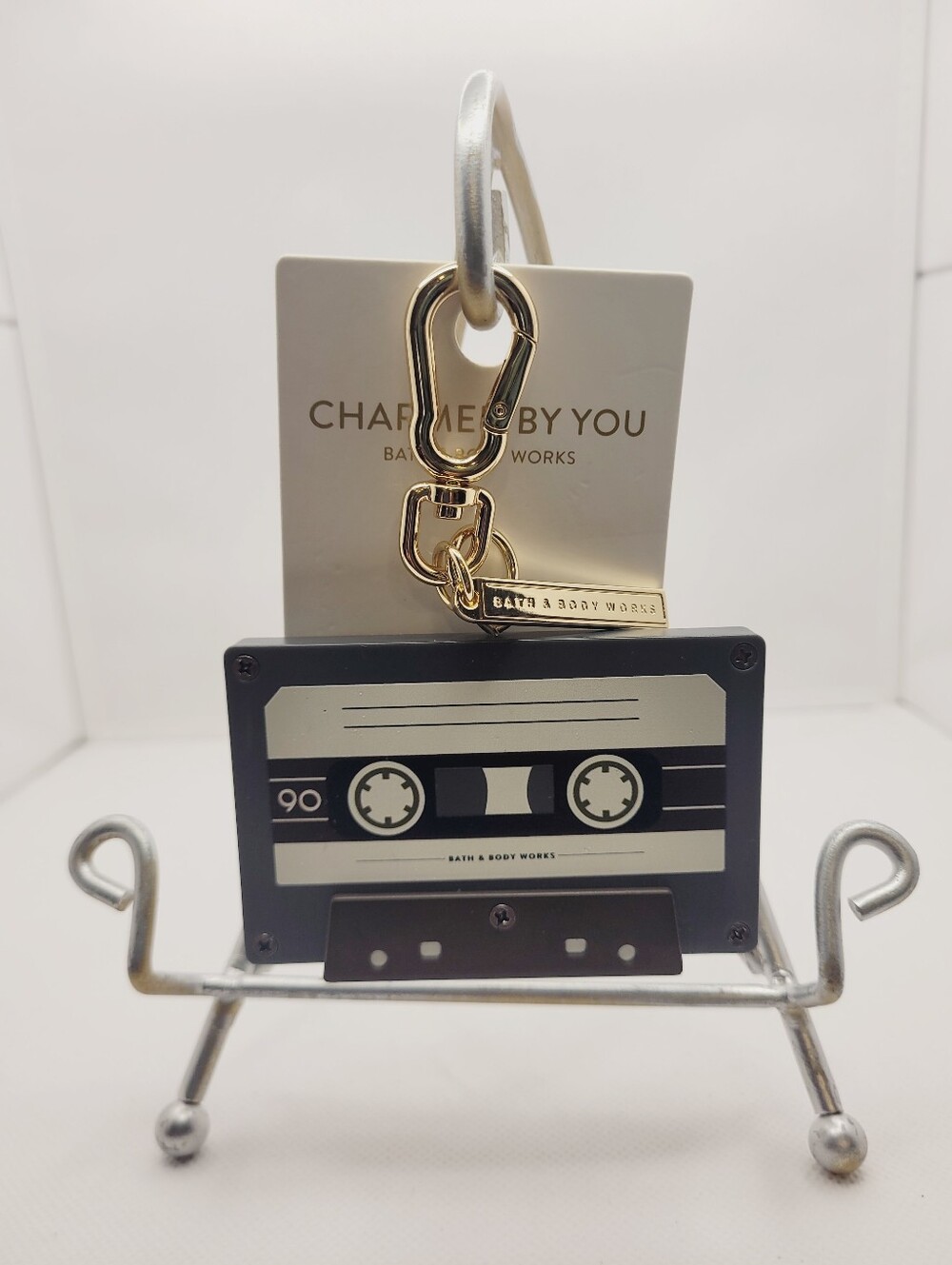 BBW Charmed By You Cassette Tape Bag Charm Goldtone Keychain Logo Tag New OOS - Picture 1 of 8